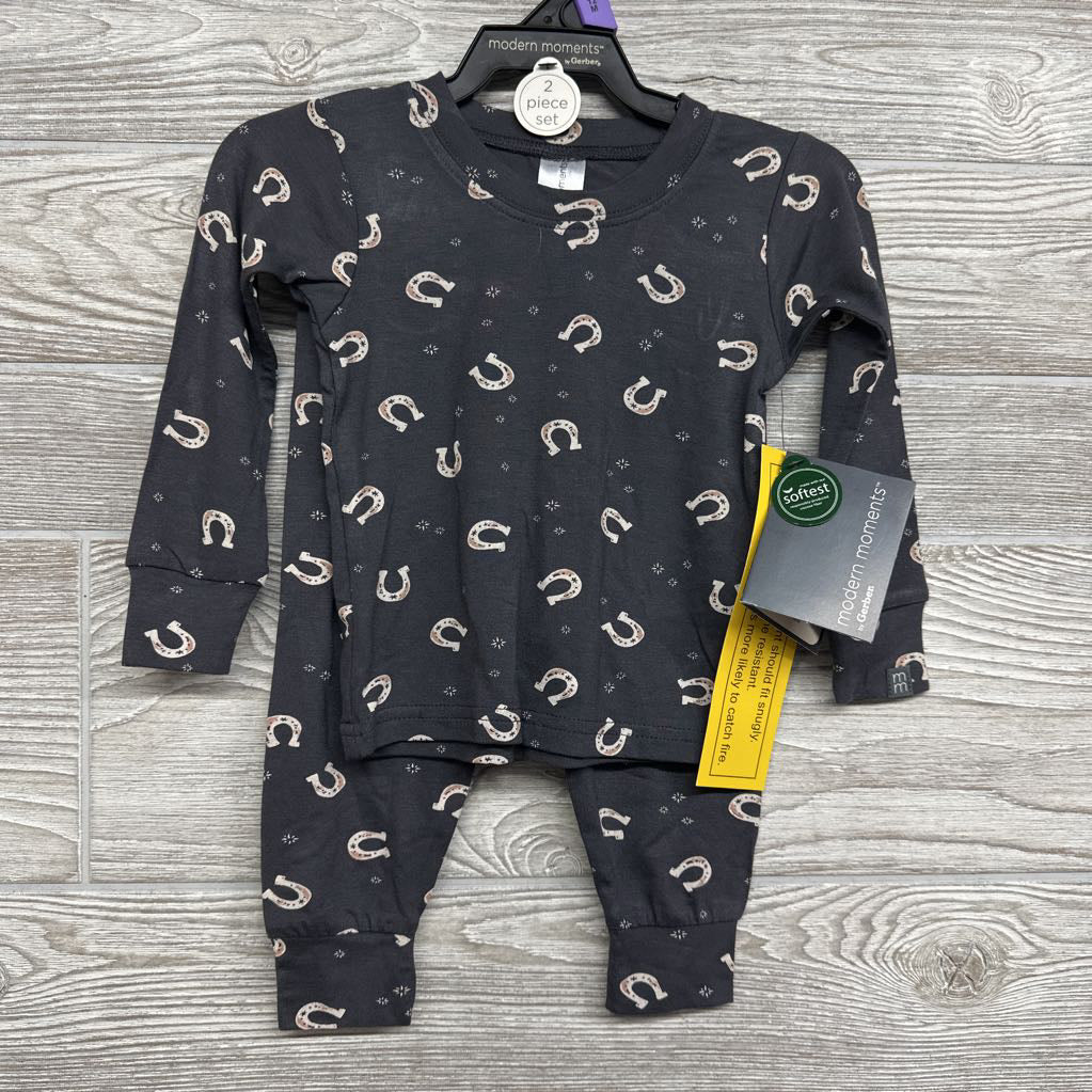 NEW 2 Pc LS Bamboo PJs Horseshoes 12M