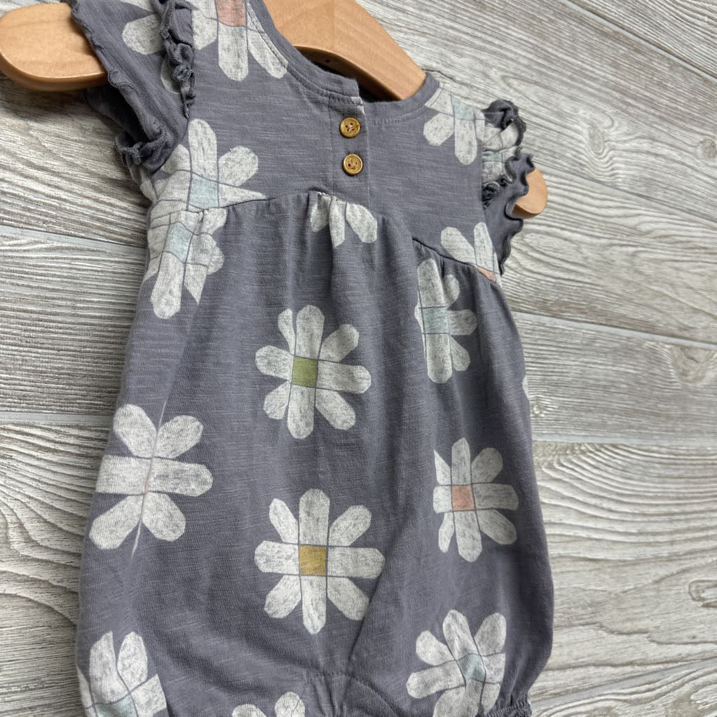 Flutter Sleeve Bubble Romper Flowers 6M