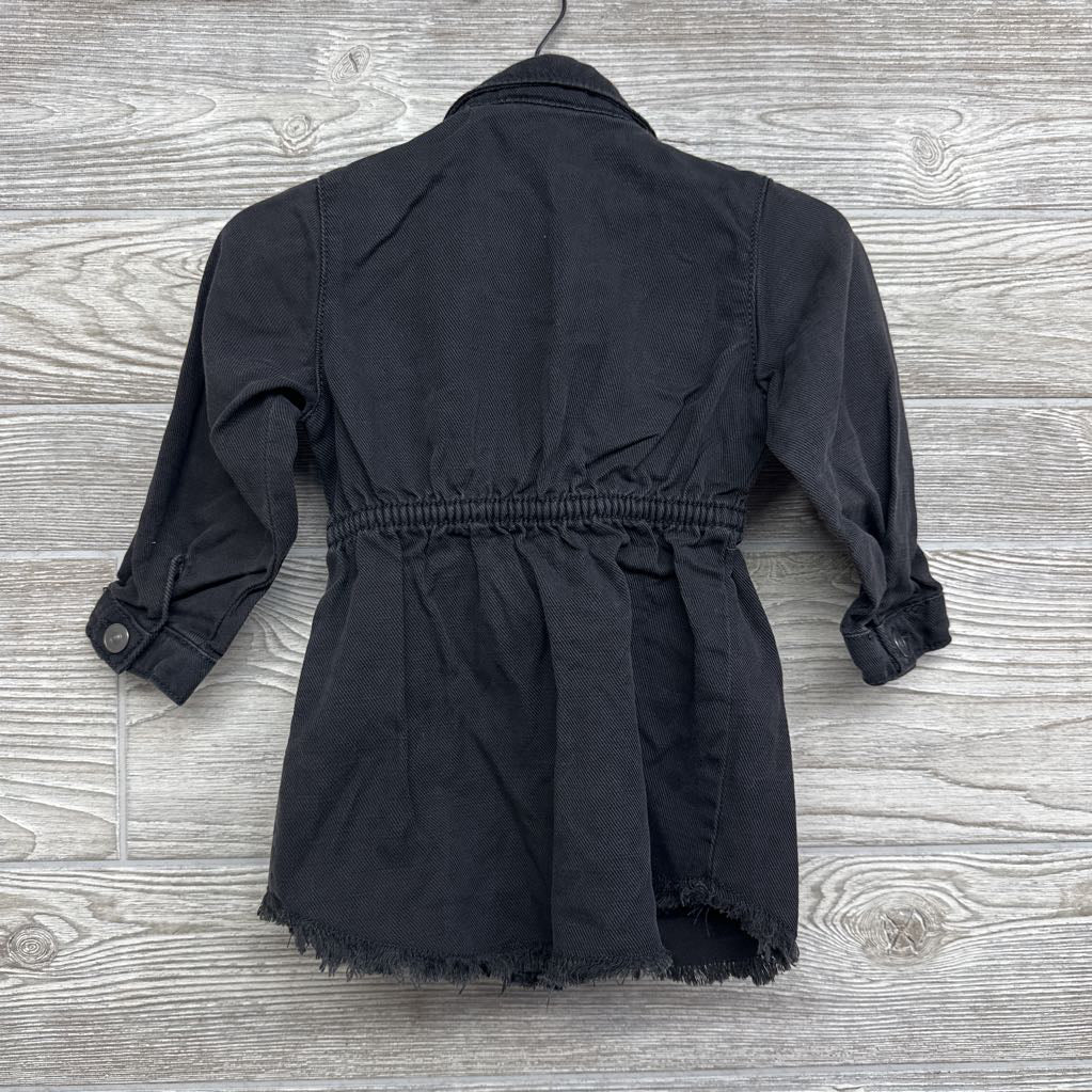 LS Denim Button Up Dress Frayed 12M