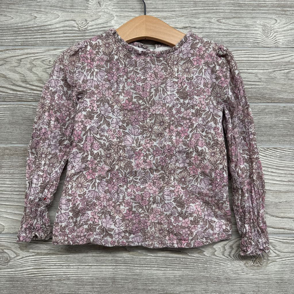 LS Shirt Flowers Ruffle Collar 4T