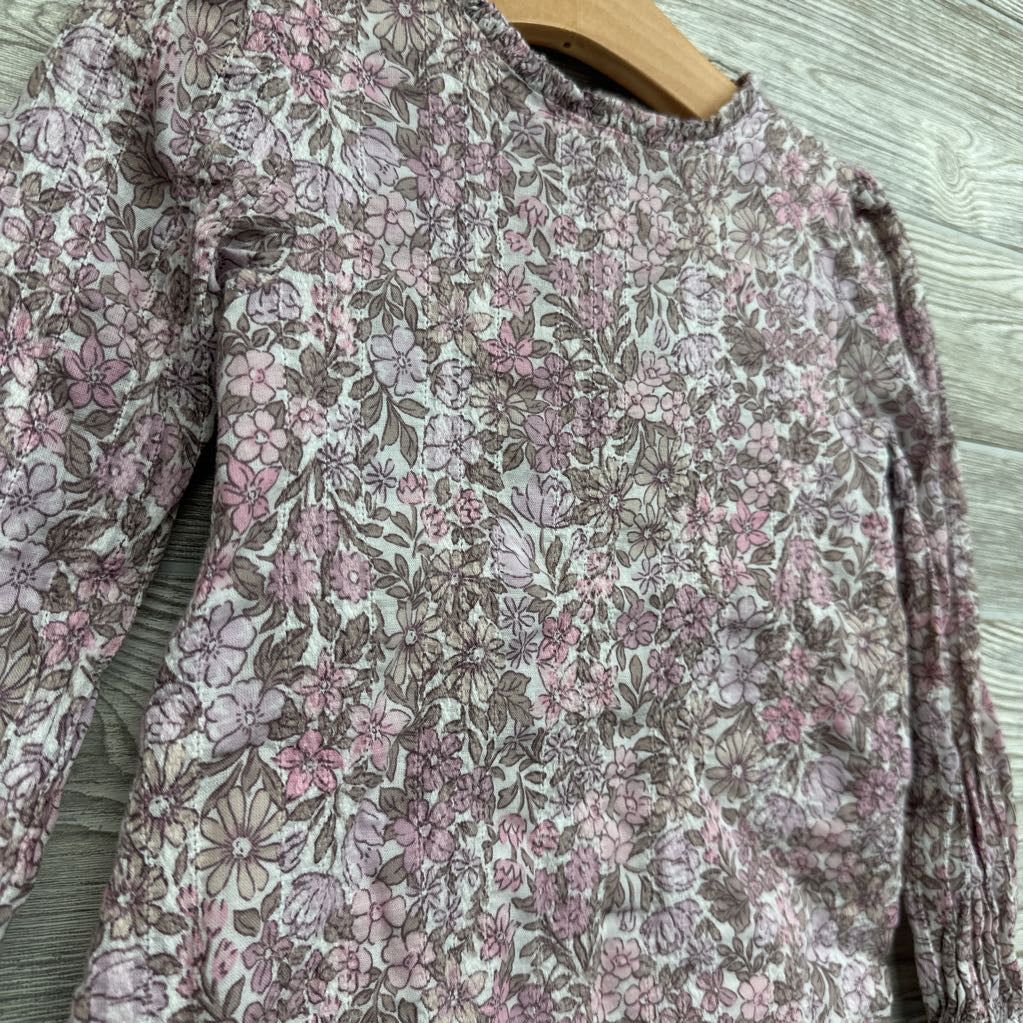 LS Shirt Flowers Ruffle Collar 4T