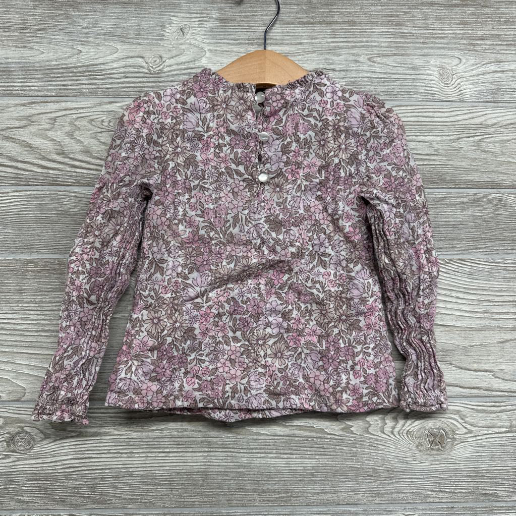 LS Shirt Flowers Ruffle Collar 4T