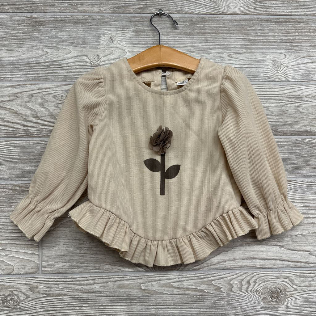 Ribbed LS Shirt Flower Ruffles 18-24M
