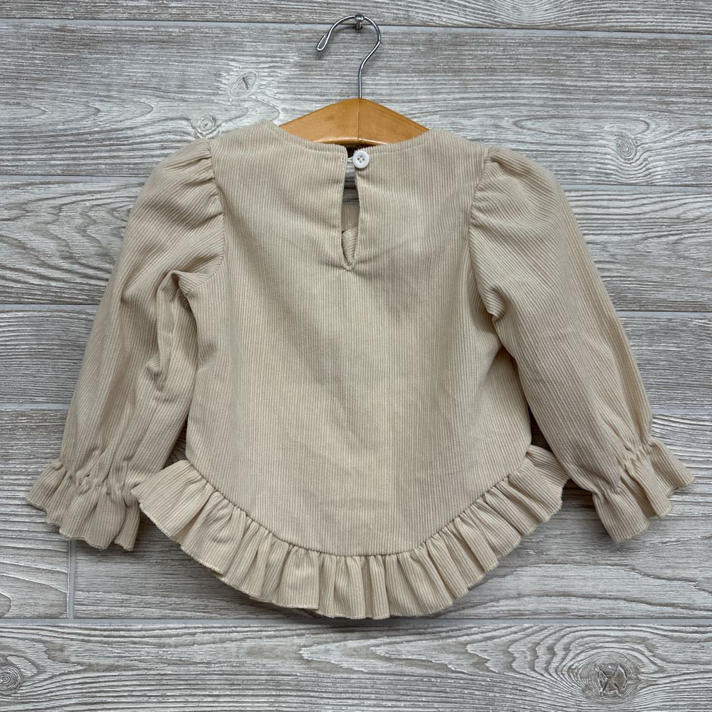 Ribbed LS Shirt Flower Ruffles 18-24M