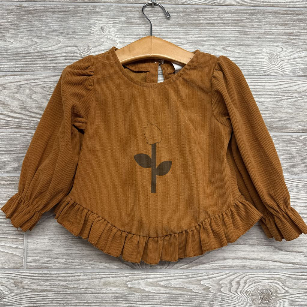 Ribbed LS Shirt Flower Ruffles 18-24M