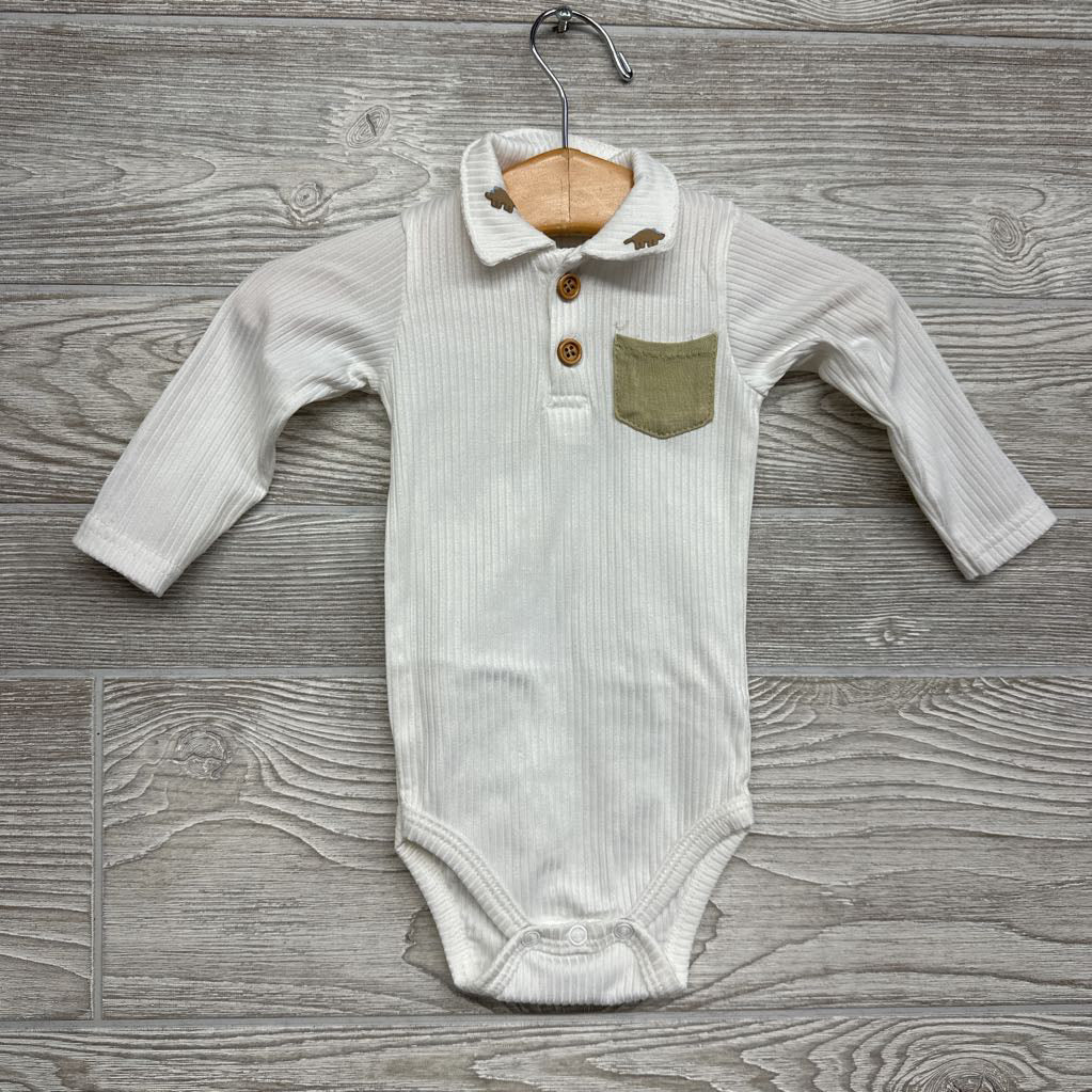 Ribbed LS Bodysuit Pocket 0-3M