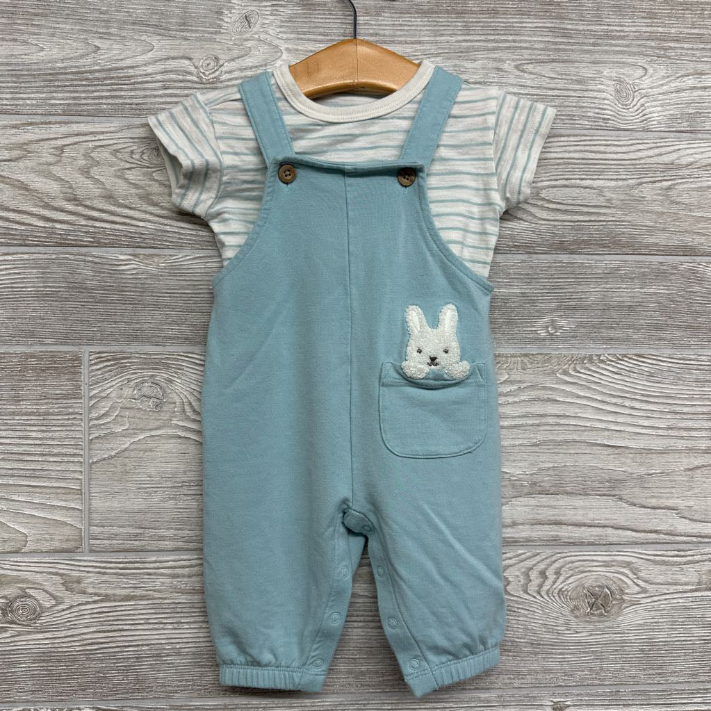 Overalls Rabbit & Striped Shirt 0-3M