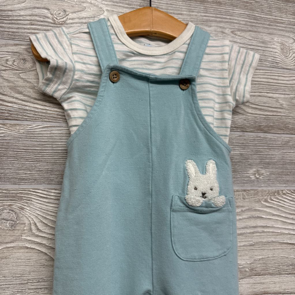 Overalls Rabbit & Striped Shirt 0-3M
