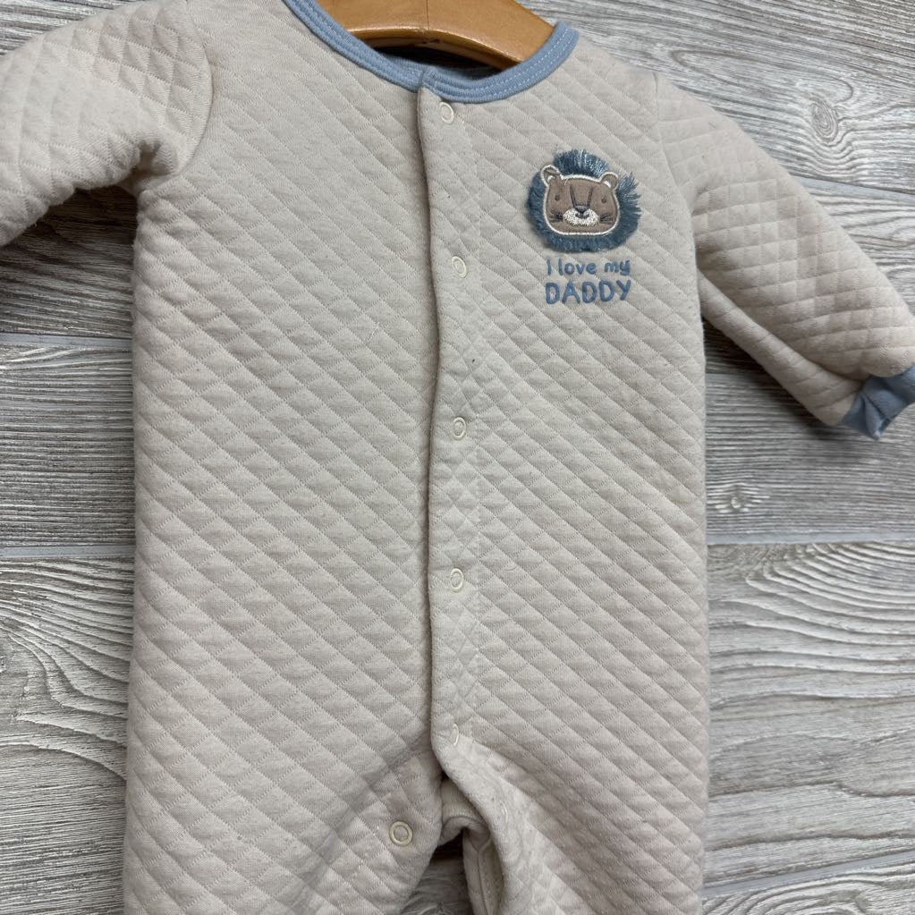 Quilted Button Up Sleeper Lion I Love My Daddy 0-3M