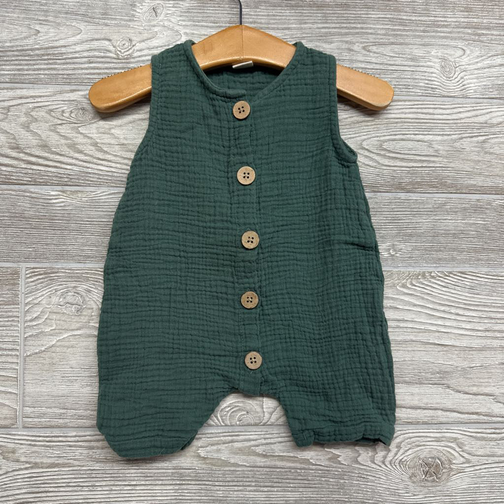 Muslin Shorty Romper Buttons 9M