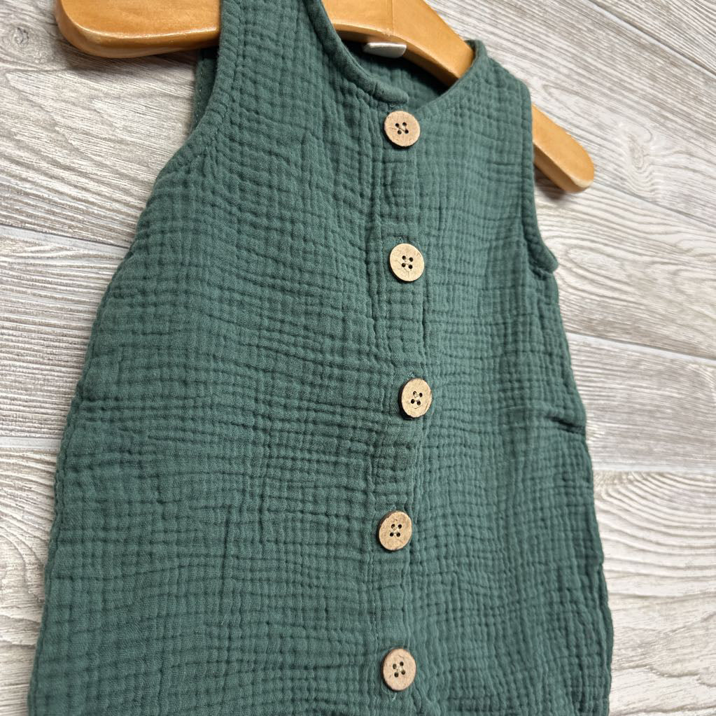 Muslin Shorty Romper Buttons 9M
