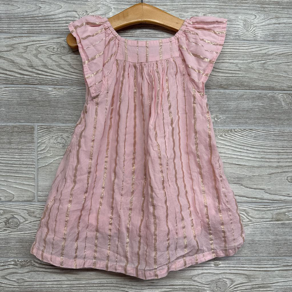 Flutter Sleeve Dress Glitter Stripes 2t