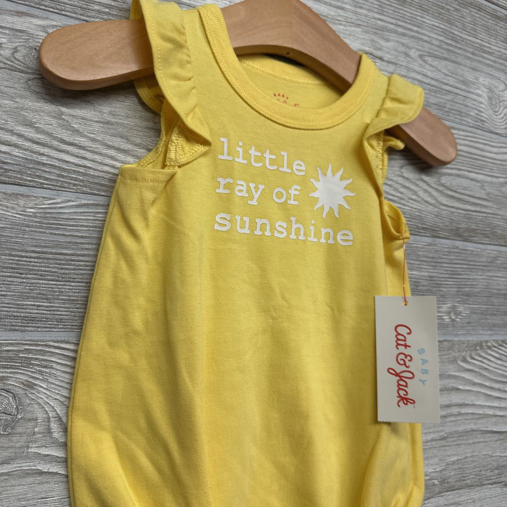NEW Flutter Sleeve Romper Little Ray Of Sunshine 3-6M