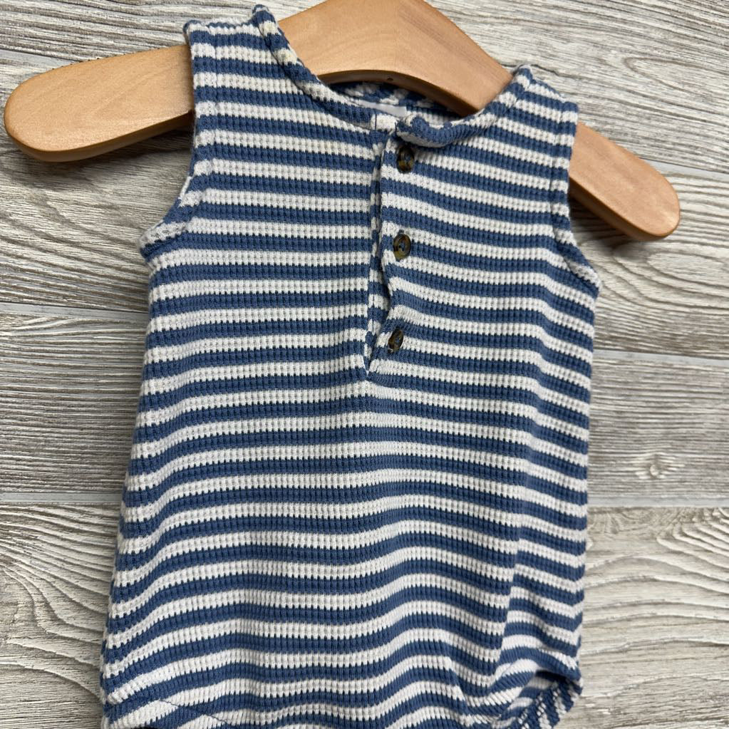 Henley Romper Stripes 6M