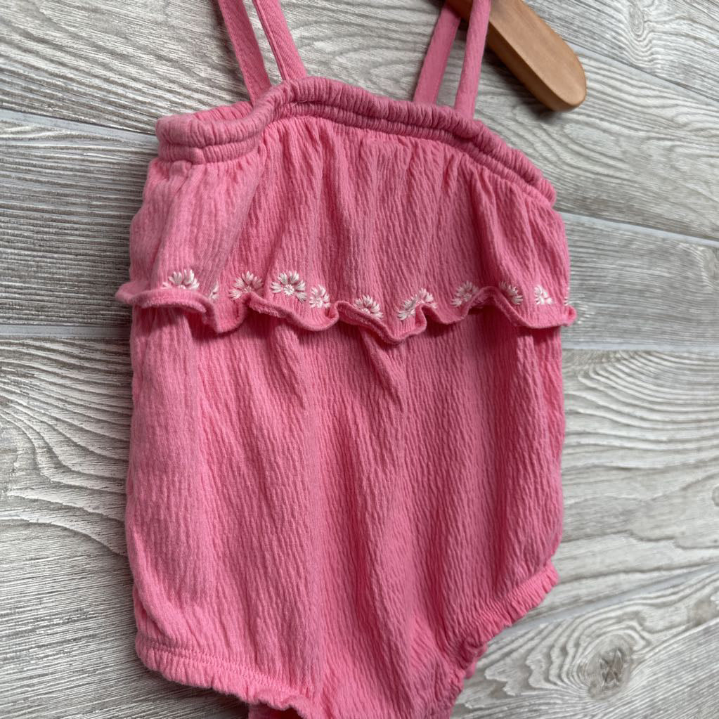 Bubble Romper Tank Embroidered Flowers Ruffle12M