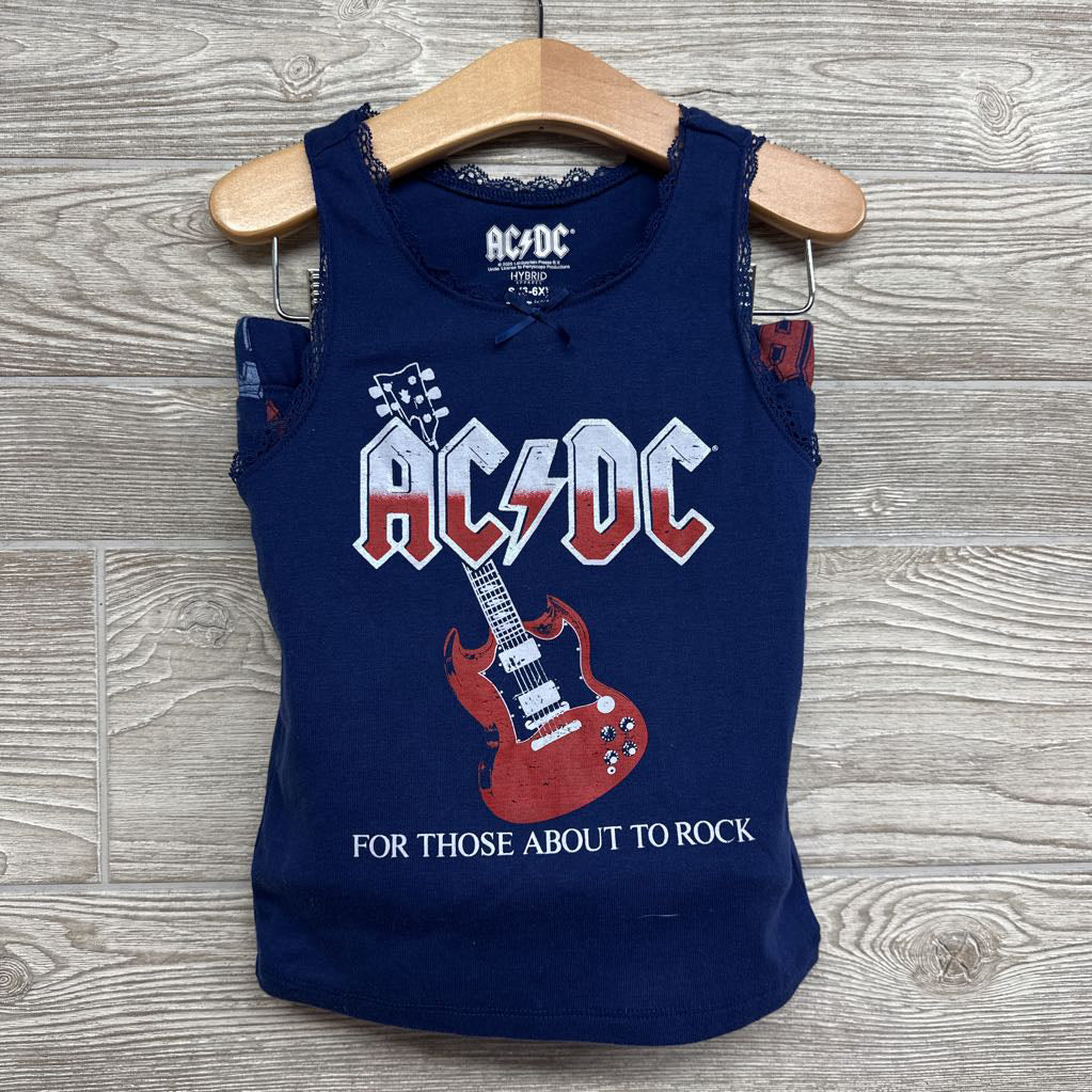 Lace Trim Tank Top Guitar & Acdc Sweat Shorts 6-6X