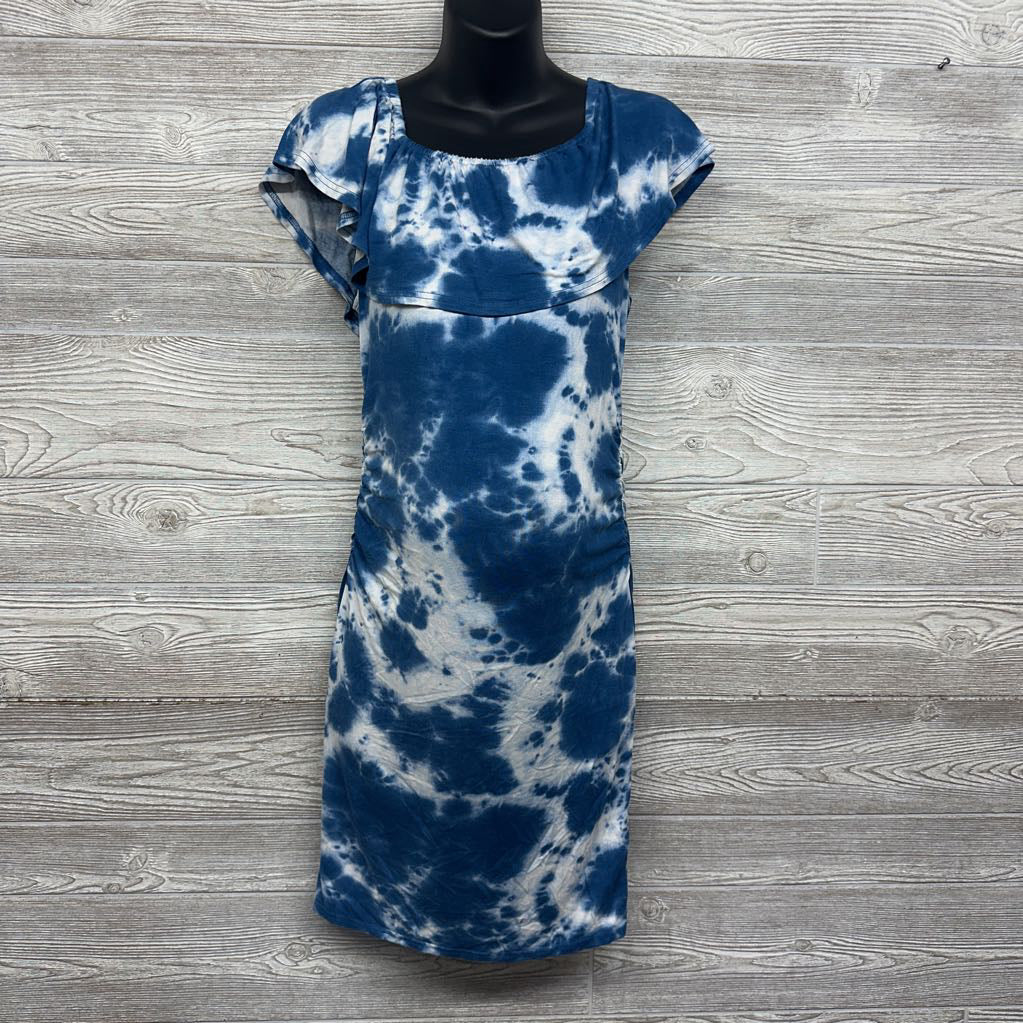 Ruched Off Shoulder Tie Dye Dress Medium