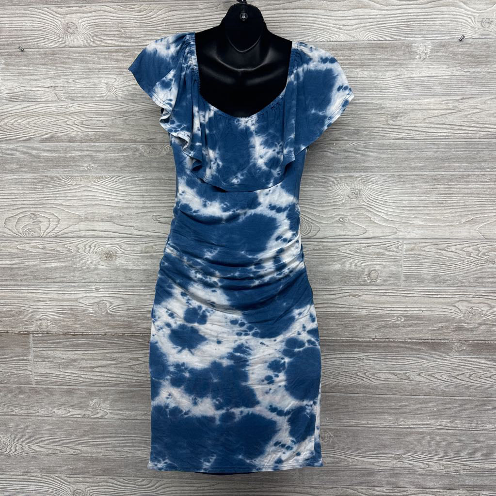 Ruched Off Shoulder Tie Dye Dress Medium