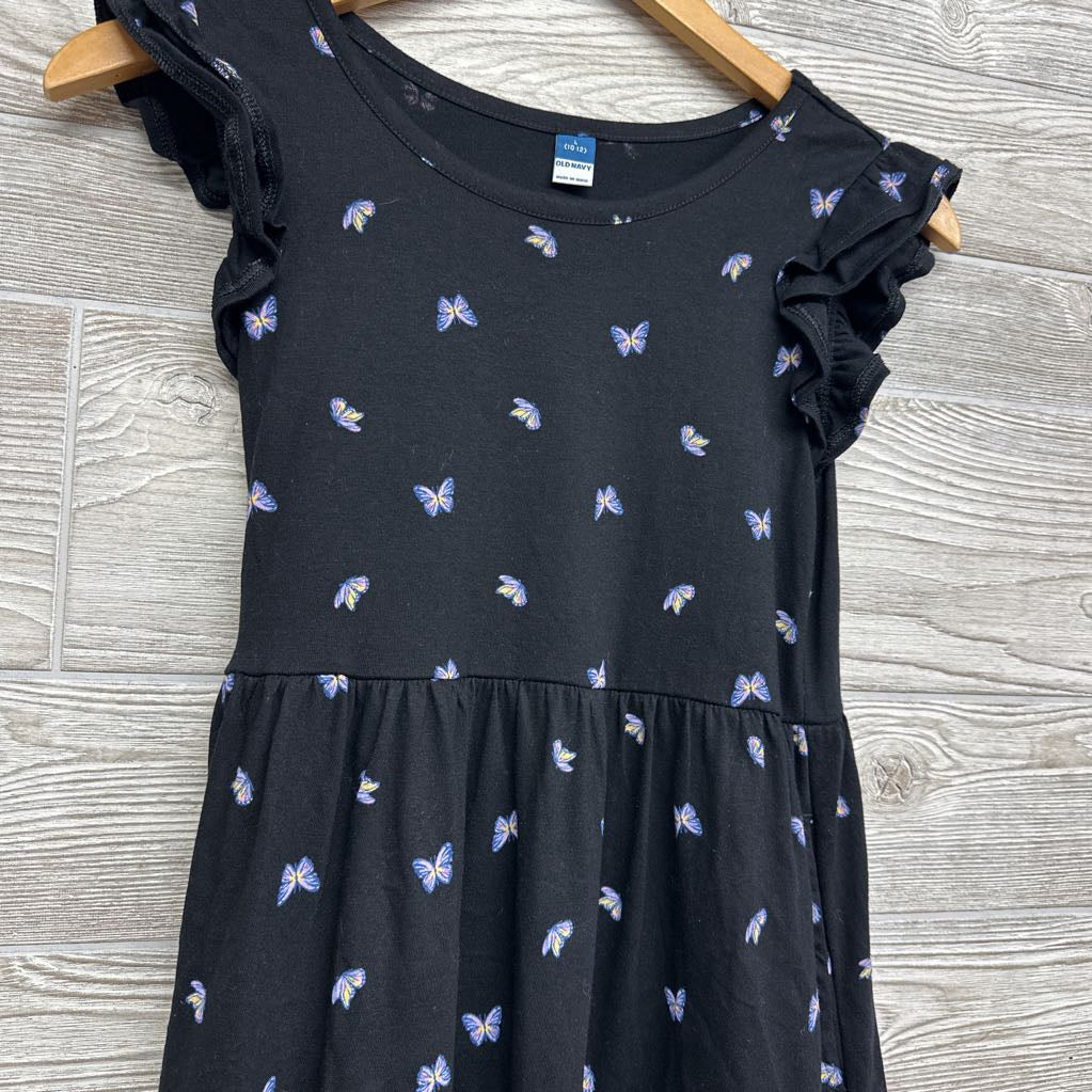 Flutter Sleeve Tiered Dress Butterflies 10-12