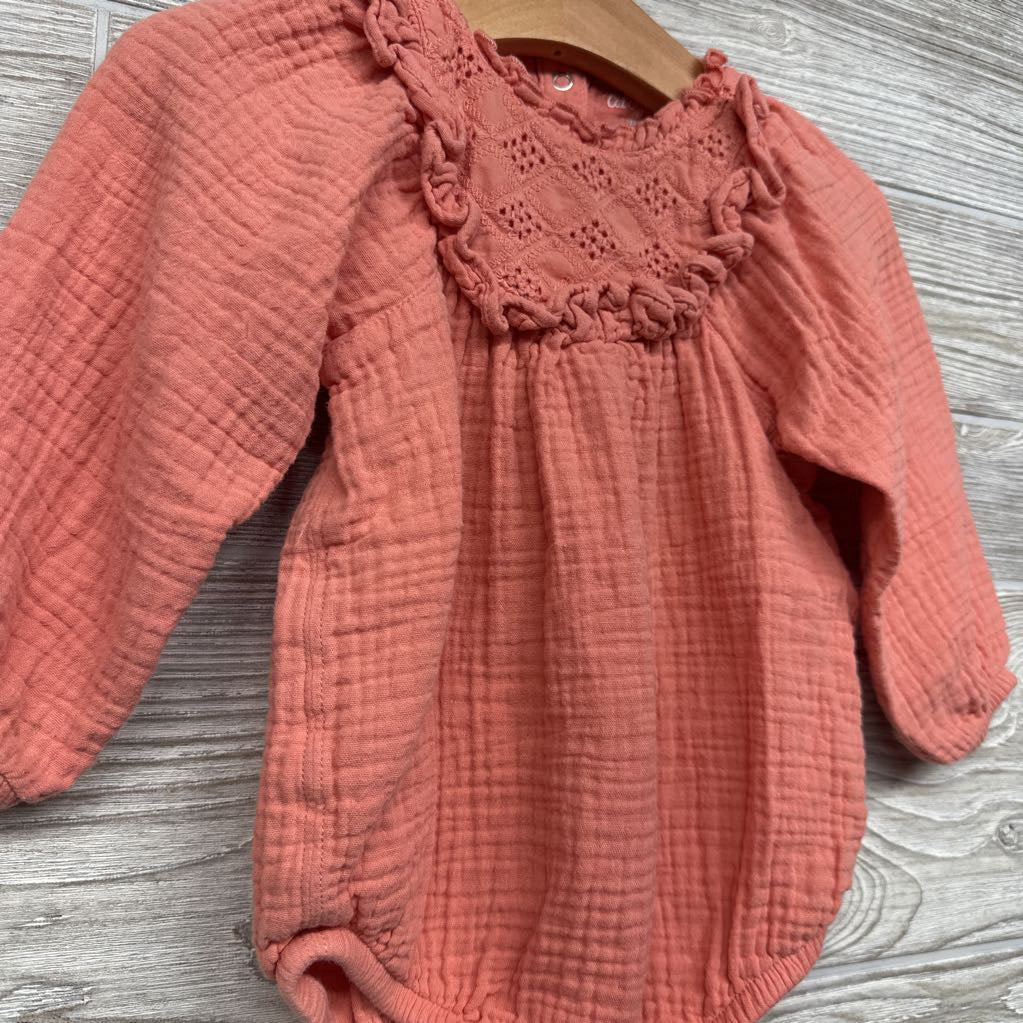 Muslin LS Romper Ruffles 18M