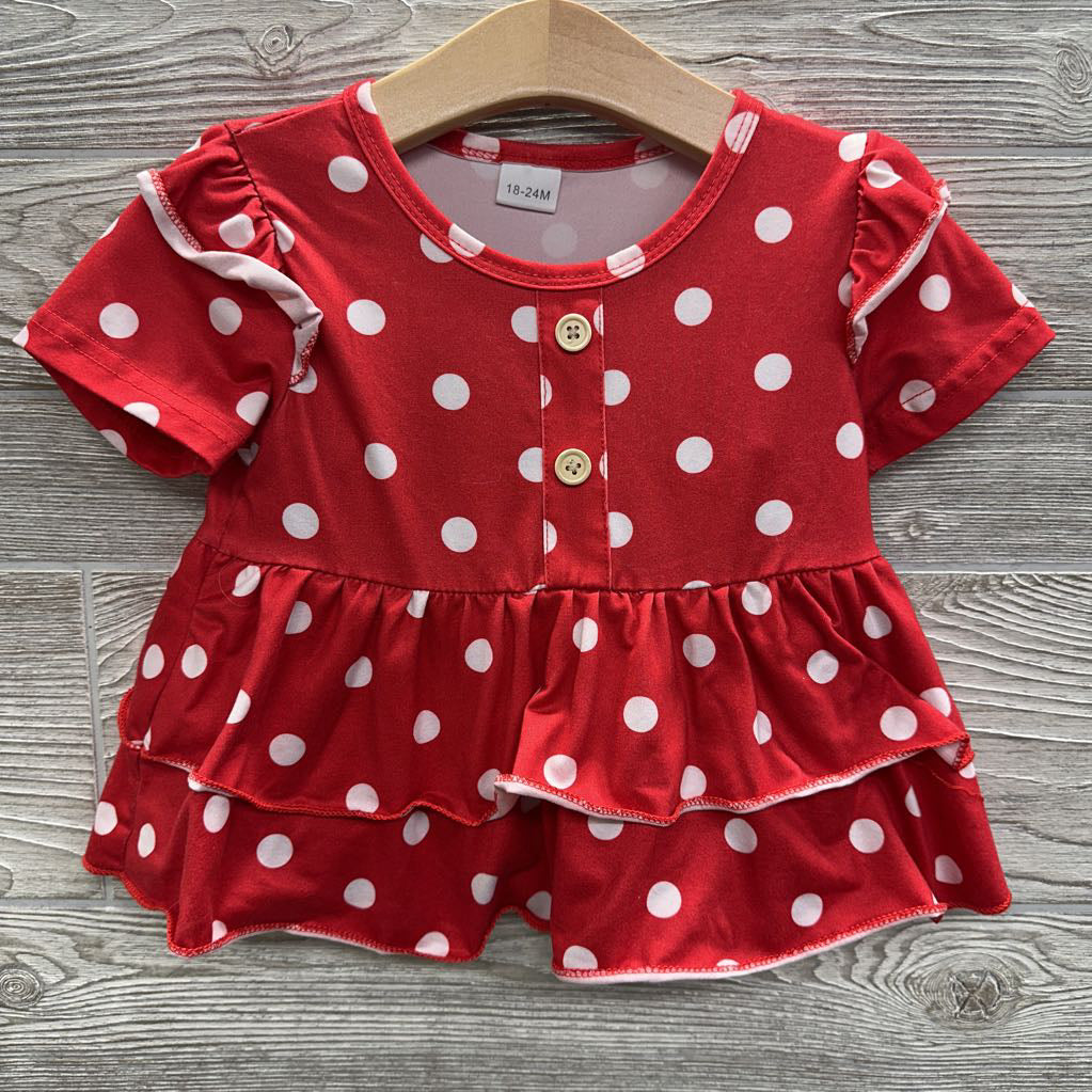 Peplum Shirt Polka Dot & Denim Shorts 18-24M