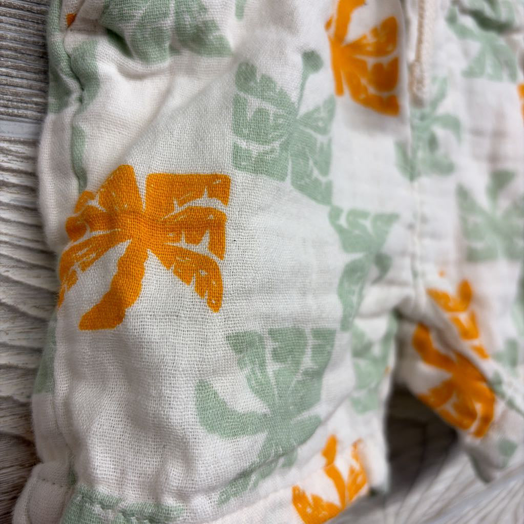 Gauze Button Up Shirt & Shorts Palm Trees 6-12M