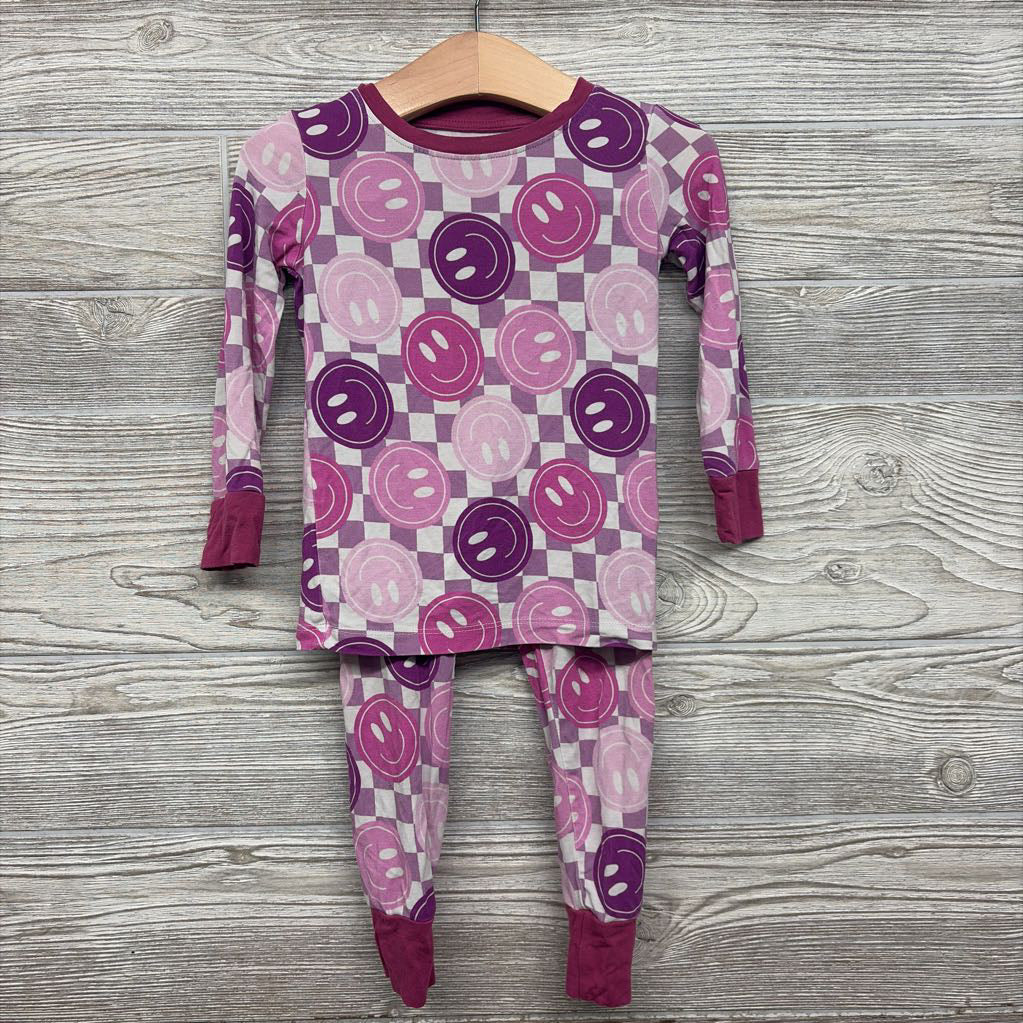 2 Pc LS Bamboo PJs Checker Smiley Faces 18-24M