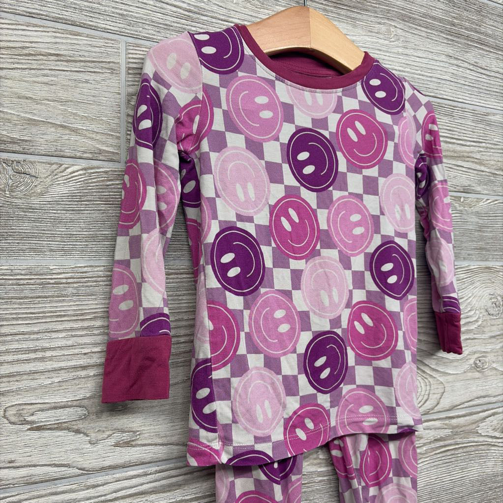 2 Pc LS Bamboo PJs Checker Smiley Faces 18-24M