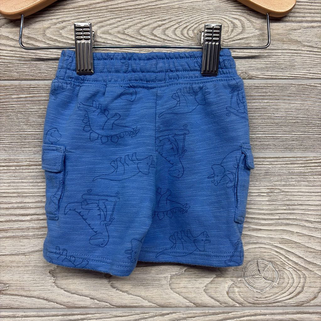French Terry Cargo Shorts Dinosaurs Skateboarding 0-3M