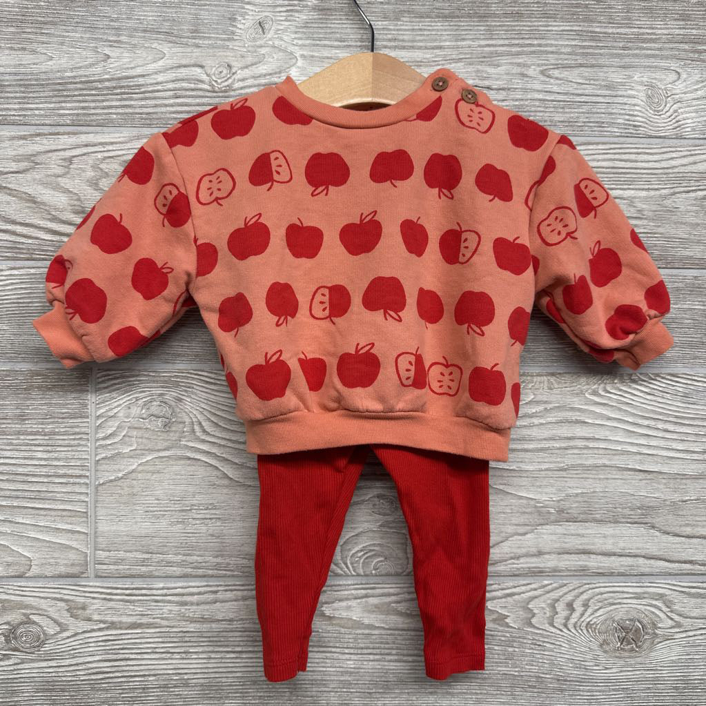 Crewneck & Ribbed Leggings Apples 3-6M