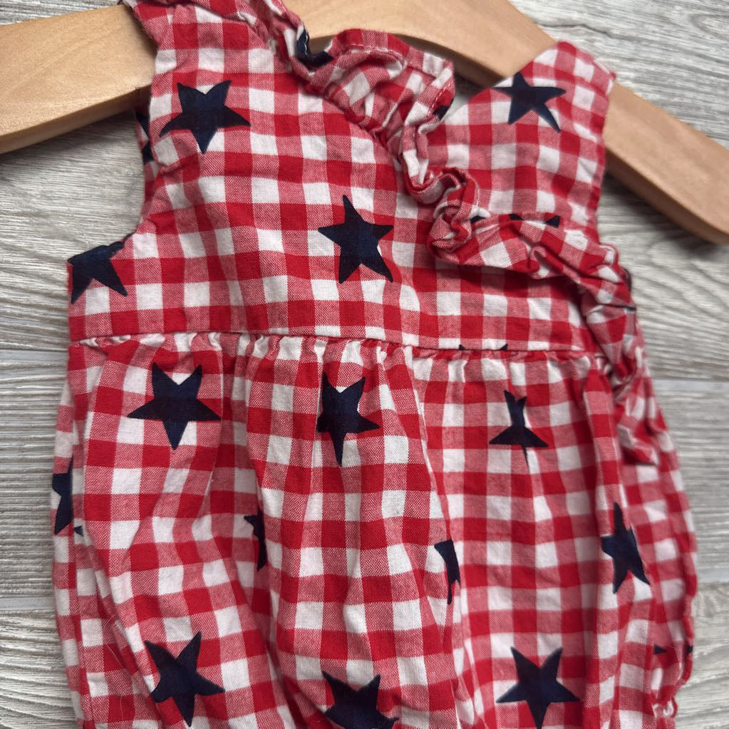 Gingham Roper Stars & Ruffles 0-3M