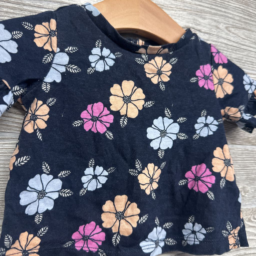 Shirt Ruffle Sleeve Flowers 0-3M