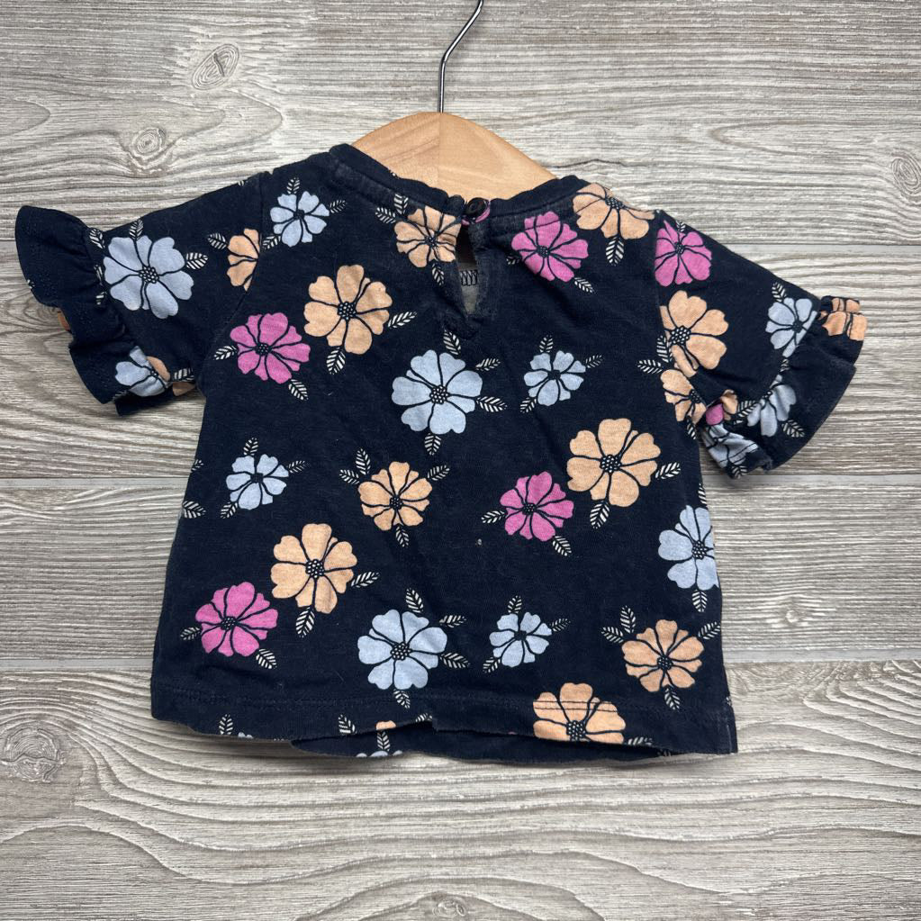 Shirt Ruffle Sleeve Flowers 0-3M