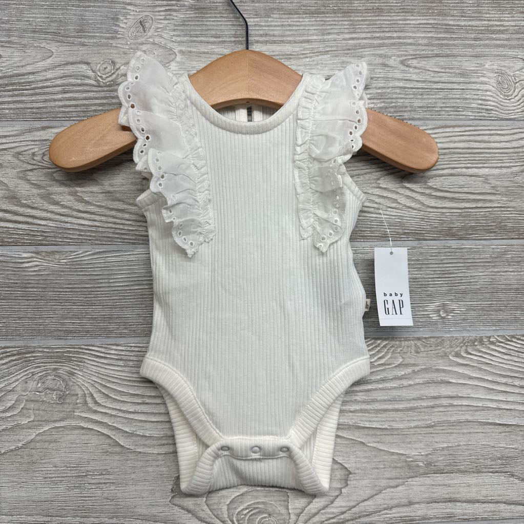 NEW Ribbed Bodysuit Eyelet Ruffle 0-3M