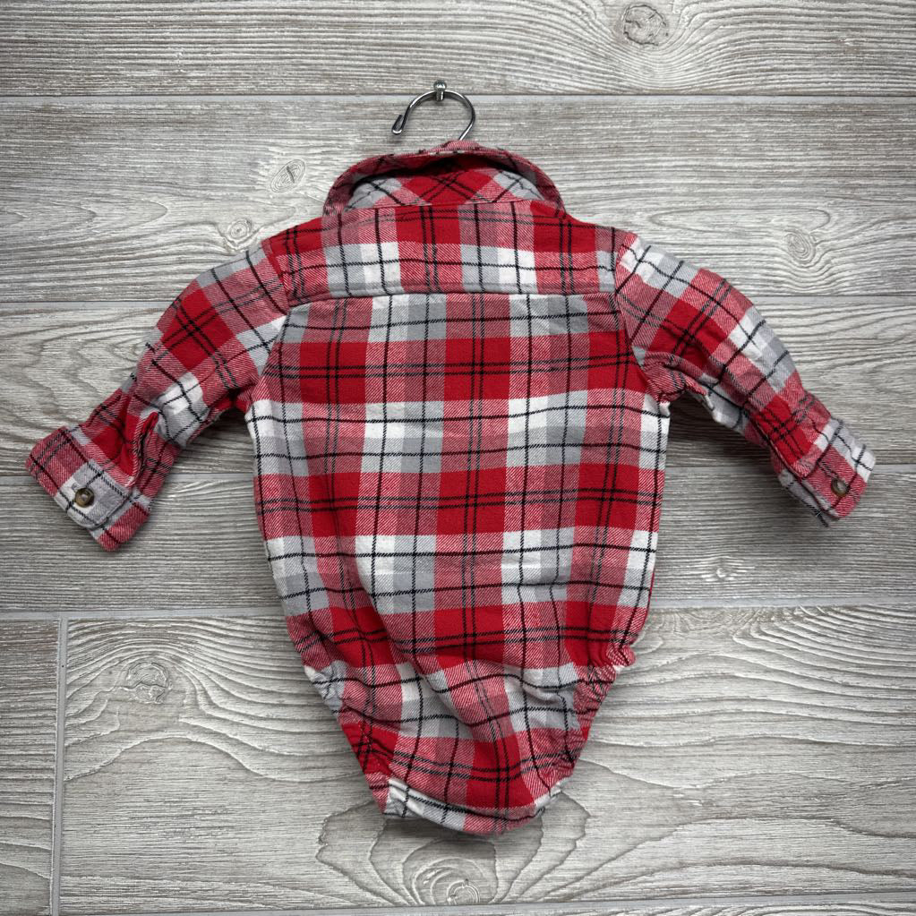 LS Plaid Button Up Bodysuit 3M