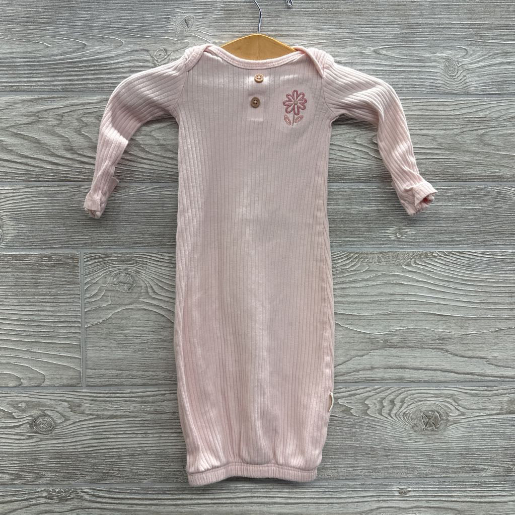 LS Ribbed PJ Gown Flowers NB
