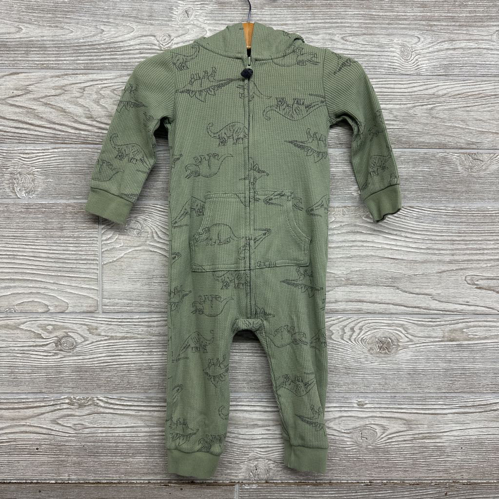 LS Waffle Knit Outfit W/ Hood Dinosaurs 12M