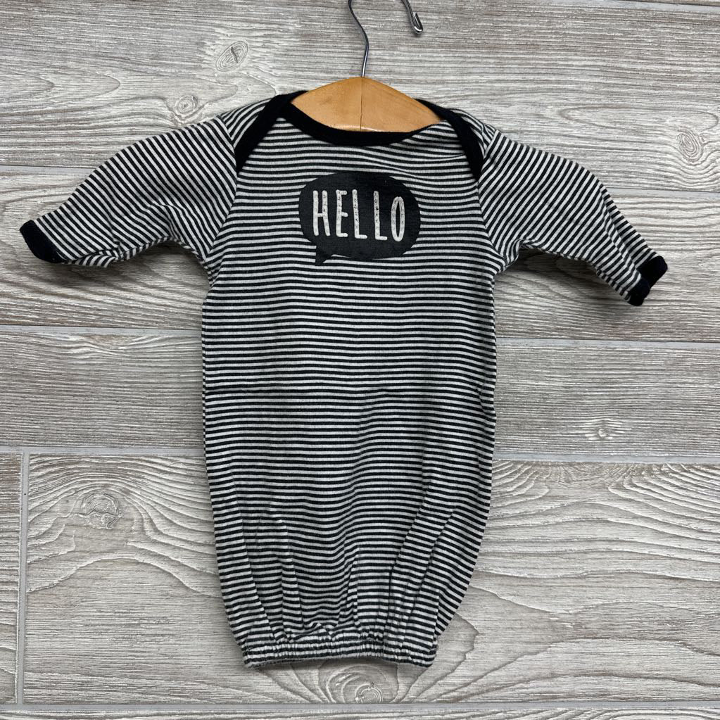 LS PJ Gown Stripes Hello Preemie