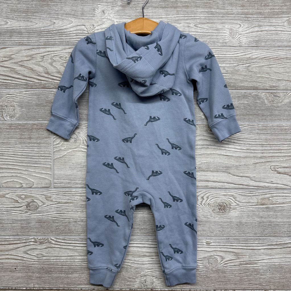 LS Waffle Knit Outfit W/ Hood Dinosaurs 12M