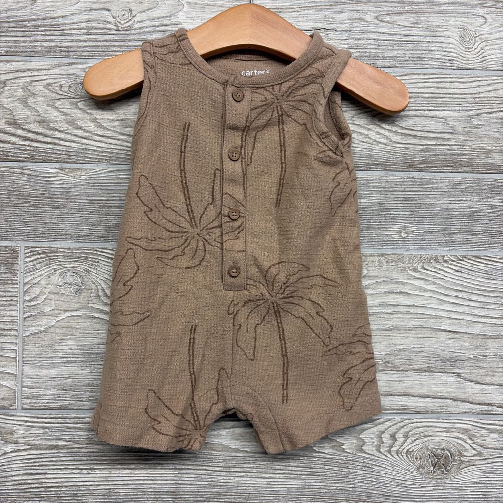 Tank Button Up Shorty Romper Palm Trees 6M