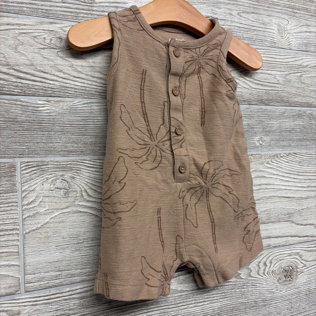 Tank Button Up Shorty Romper Palm Trees 6M