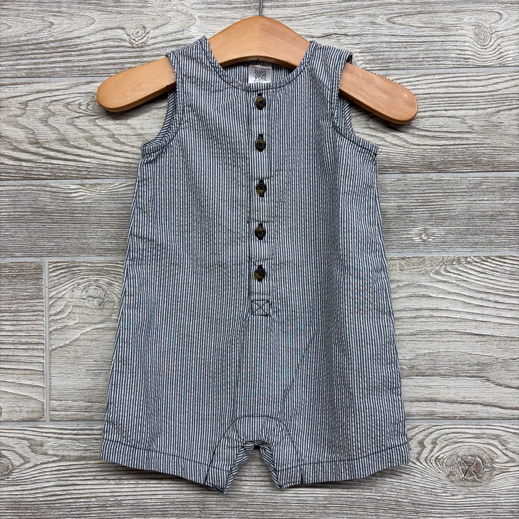 Tank Textured Button Up Shorty Romper 6M