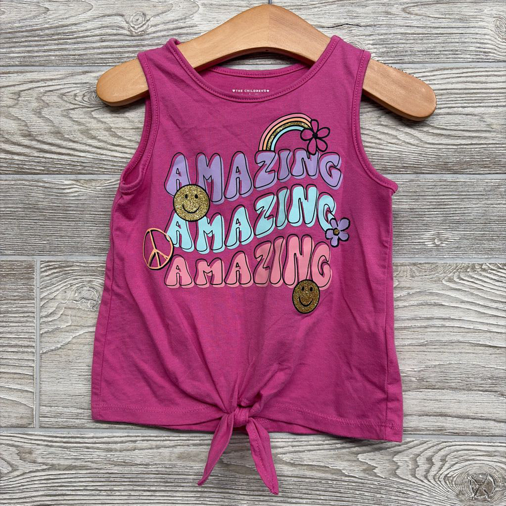 Front Knot Tank Top Amazing Smiley Peace 3T