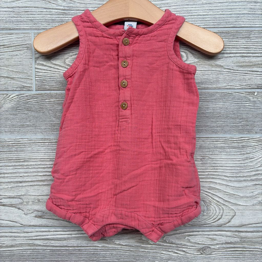 Gauze Tank Henley Romper 3-6M