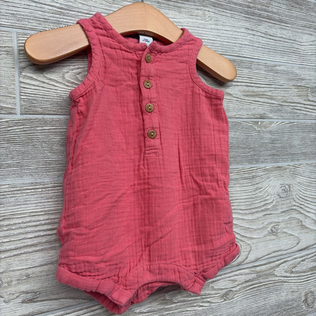 Gauze Tank Henley Romper 3-6M