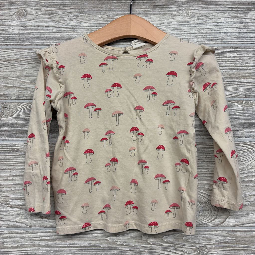 LS Shirt Mushrooms Flutter Sleeve 2T