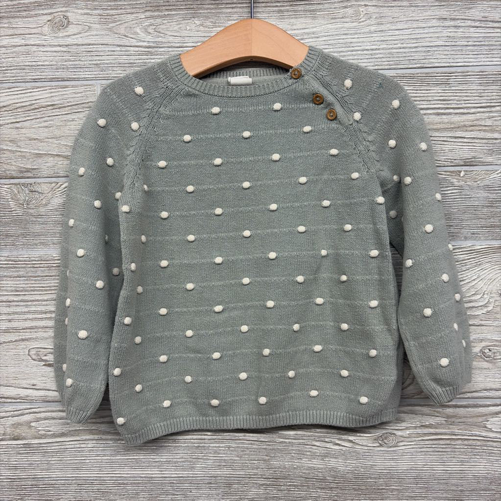 Button Neck Sweater Poms 2T