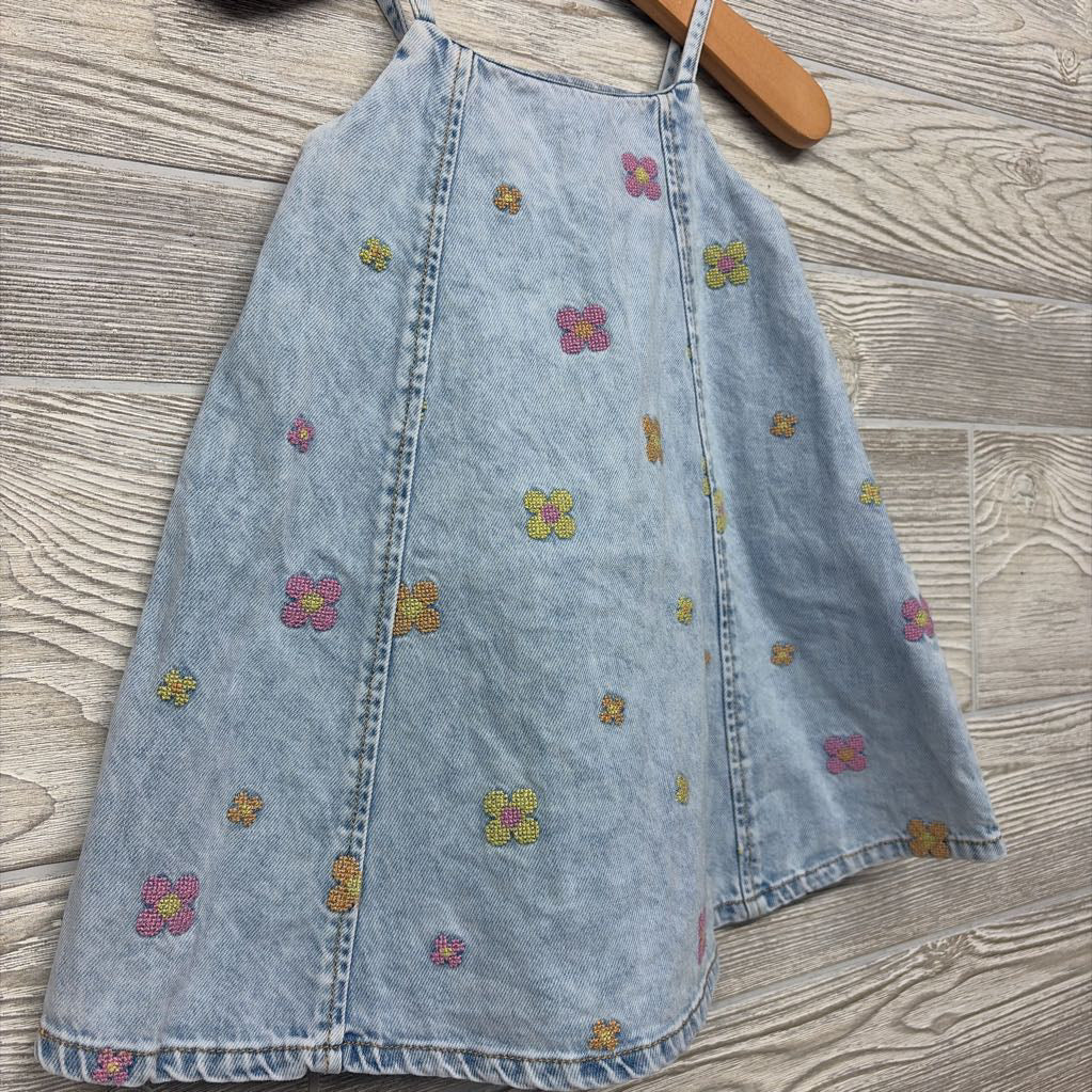 Tank Denim Dress Embroidered Flowers 18-24M