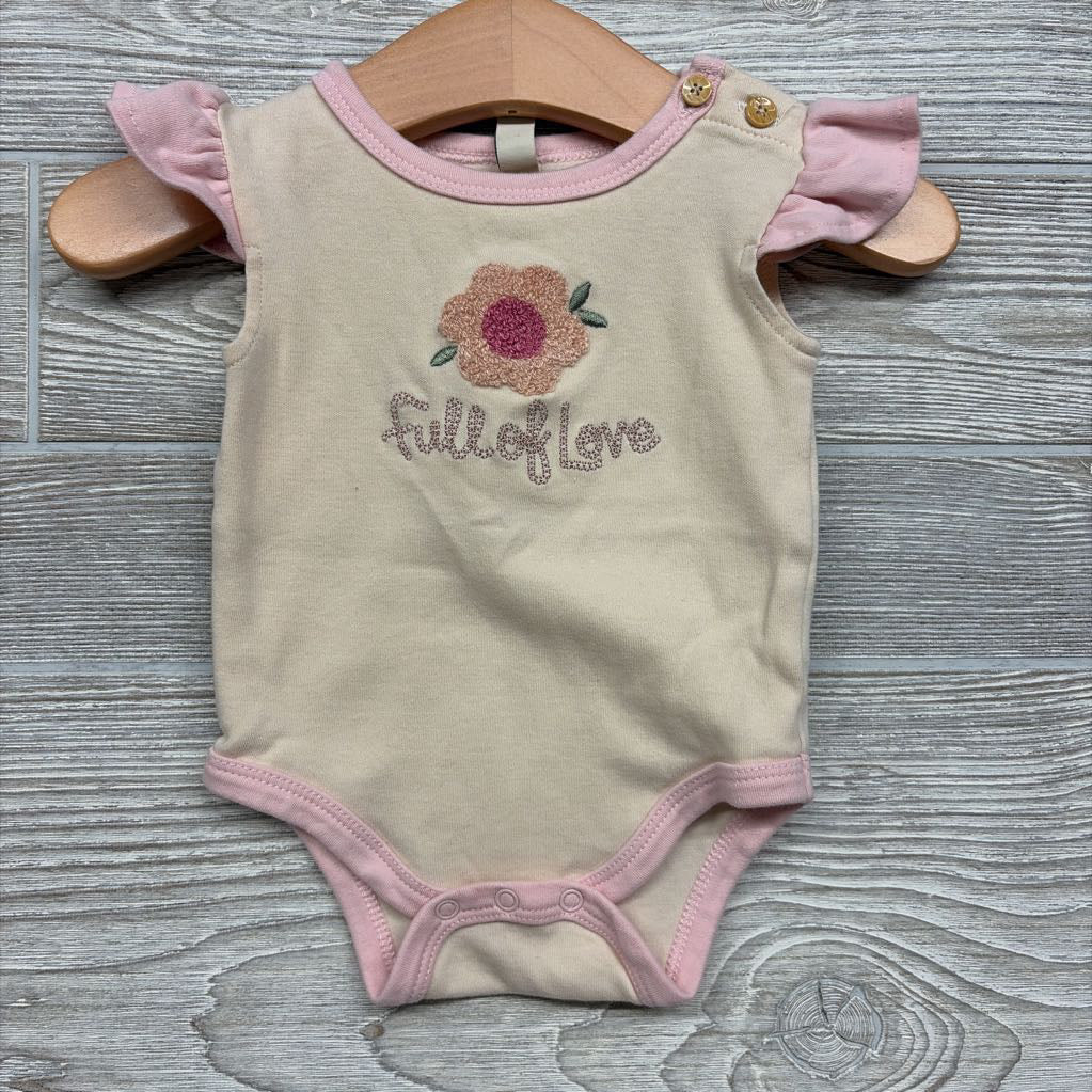 Organic Flutter Sleeve Bodysuit Full Of Love 0-3M