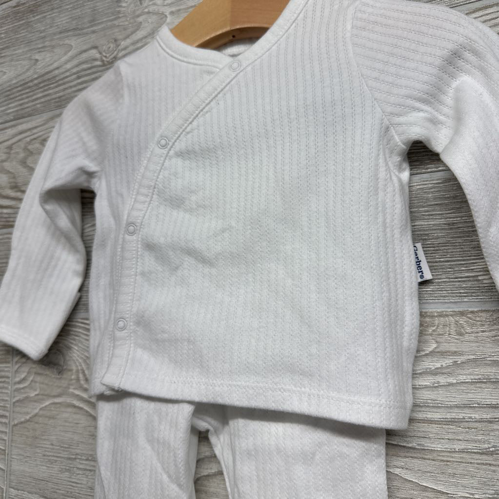 Nw/oT LS Pointelle Side Snap Shirt & Footed Pants 0-3M
